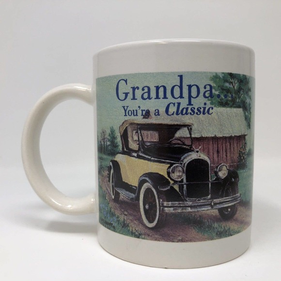 Grandpa You're A Classic Coffee Mug Gift Classic Car Design Vintage 1998 NOS - Picture 2 of 11